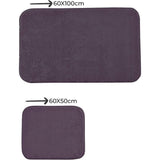 Badmat, 2-delig, absorberend badkamertapijt, wasbaar, waterdichte badmat, badmatset, deurmat 60 x 100 cm en 60 x 50 cm, pruim