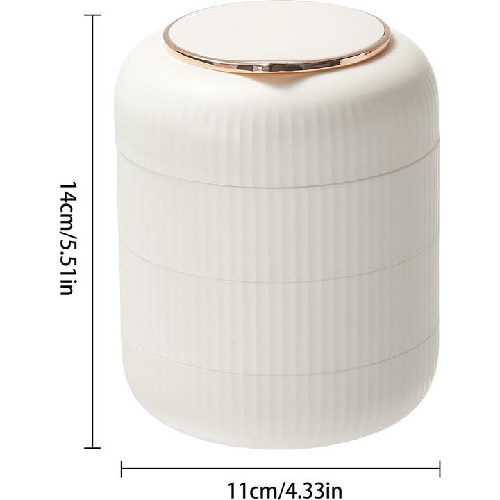 Sieradendoos, draaibaar sieradenopberger met spiegel, 4 niveaus, lichtbestendige sieradendoos voor ringen, oorbellen, armbanden, kettingen