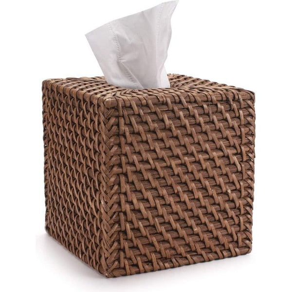 Cosmetische tissuebox van rotan tissuebox naturel voor thuis/kantoor/auto vierkant (honingbruin, 14x14x15cm)