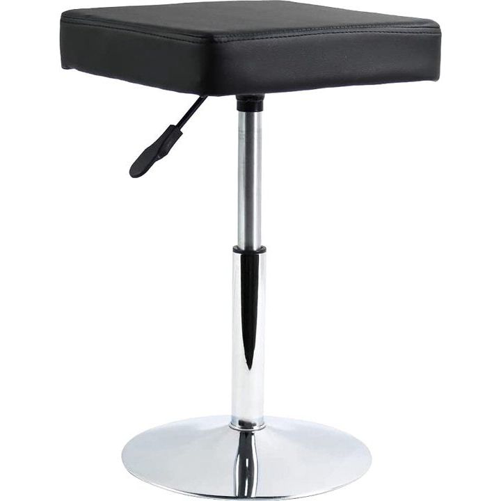 FURWOO PU lederen vierkante snijkruk in hoogte verstelbare draaibare werkplaats kapperszaak spa opstelling tattoo werkkruk korte taakstoel klein (zwart)