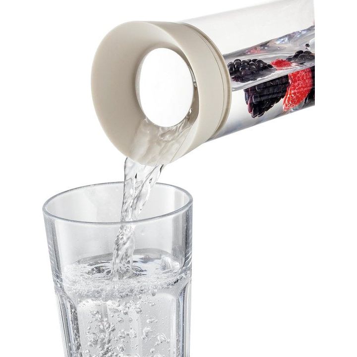 Waterkaraf - van glas, 1 liter, glazen karaf met deksel schenktuit en fruitspies