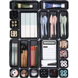 Lade-organizer, 22 stuks, opbergsysteem, opbergdoos voor laden, verstelbare kunststof organizer, keuken, badkamer, kantoor en thuis, scheidingssysteem, kruidenorganizer (donkergrijs)