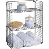 Opvouwbare badkamerplank met 3 niveaus - Praktische ophangplank van metaaldraad voor wandmontage - Draadplank voor badhanddoeken, shampoo enz. - Grijs