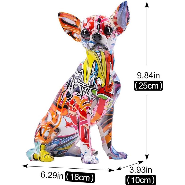 Gekleurde graffiti Bulldog-sculptuur Graffitikunst staand Britse Bulldog Franse Bulldog-standbeeld Decoratie Kleur Hond Mode Hars Technologie Decoratie Hond (A)