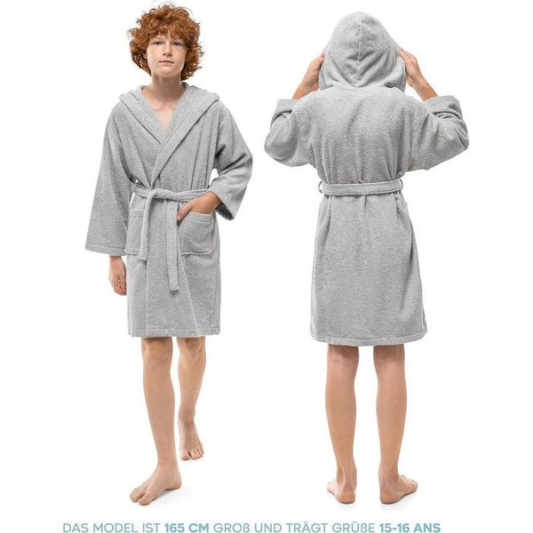 Kinderbadjas met capuchon 100% Oeko-Tex Katoen Kinderbadjas voor jongens Badstof Extra zachte en absorberende badjas Tieners