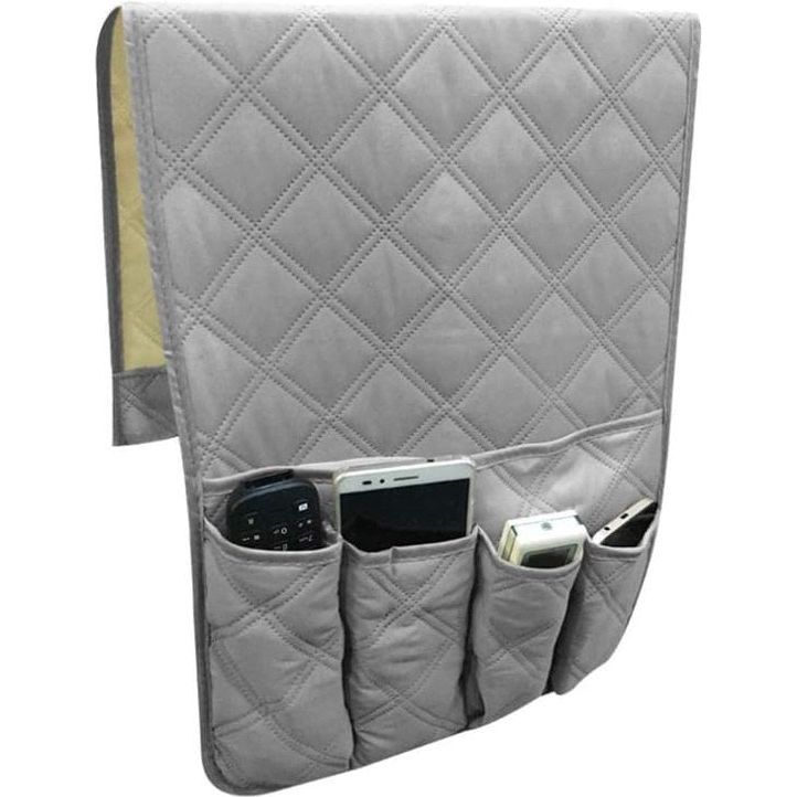 Armleuningorganizer, waterdicht, ruimtebesparend, voor bank of stoel, bed, opbergtas, tv, afstandsbediening, houder voor mobiele telefoon, boek, tijdschriften, potlood (grijs)