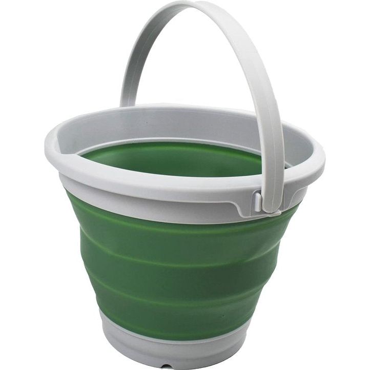 5,5L opvouwbare plastic emmer opvouwbare ronde kuip draagbare wateremmer voor vissen ruimtebesparende buitenwaterpot (grijs/donker zeegroen, 1)