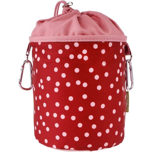 Katoenen wasknijperzak Hangende haringtas met 2 sterke karabijnhaken, trekkoordsluiting en metalen stop voor het opbergen van wasknijpers, bruinroze stippen