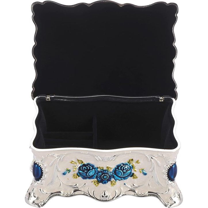 Vintage metalen sieradendoosje kleine opbergdoos voor ringen oorbellen ketting wit medium