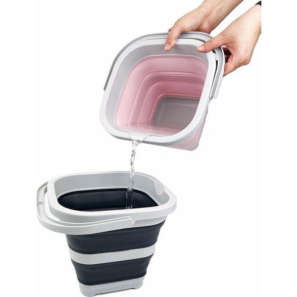 5 l opvouwbare rechthoekige praktische mand/emmer (grijs/antracietzwart (set van 2)
