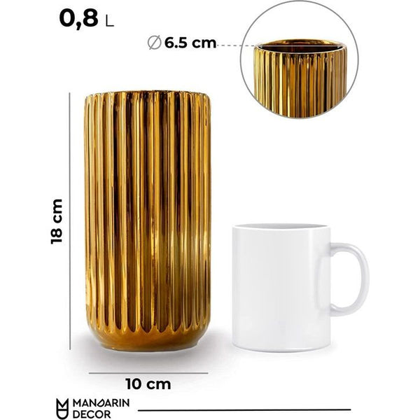 18 cm vaas keramiek Verona decoratie gouden bloemenvaas huisdecoratie, moderne woonkamer