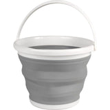 Opvouwbare 10 liter emmer, glitter picknickmand voor buiten, pop-up opbergorganizer, inklapbare wasbak, ideaal voor camping en festivals, grijs/wit