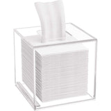 Vierkante cosmetische tissuebox, 14 x 14 x 14 cm acryl tissuedispenser, tissuebox met magnetische afdekking voor eetkamer, badkamer, slaapkamer, auto, kantoor - acryl transparant