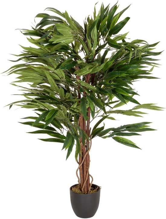 Kunstplant mango hoogte 130 cm groen 588 bladeren grote kamerplant mangoboom potplant boom kunstmatig