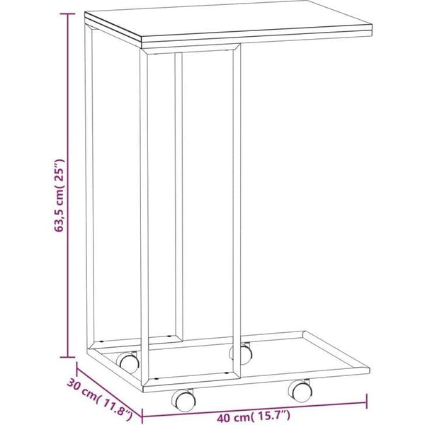 Bijzettafel, salontafel, salontafel, woonkamertafel, banktafel, telefoontafel, tafel, theetafel, woonkamer, met wielen, wit, 40x30x63,5 cm