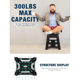 Opstapkruk, 40 cm, zwart, opvouwbare kruk, opstapkruk, draagbare klapkruk, inklapbaar, badkruk, klapstoel, voetenbankje, tot 136 kg, voor volwassenen