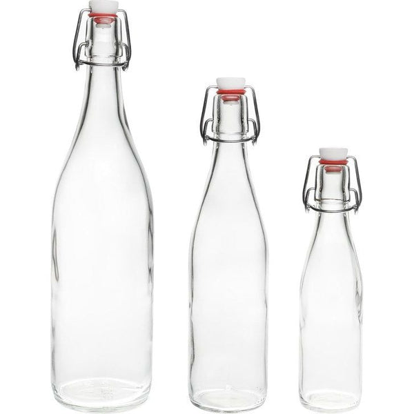 2,4 of 6 x 1 liter beugelfles/fles met beugelsluiting/lege glazen fles met beugelsluiting/wijnfles/fles voor sterke drank/glazen fles voor azijn/olie 1000 ml van , wit