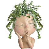 Face Plant Pot Head Planter Succulent Planters Face Flower Pots voor kamerplanten Hars Head Plant Pots met Drainage Hole Cute Lady Statue Decor Plan Pot Gift