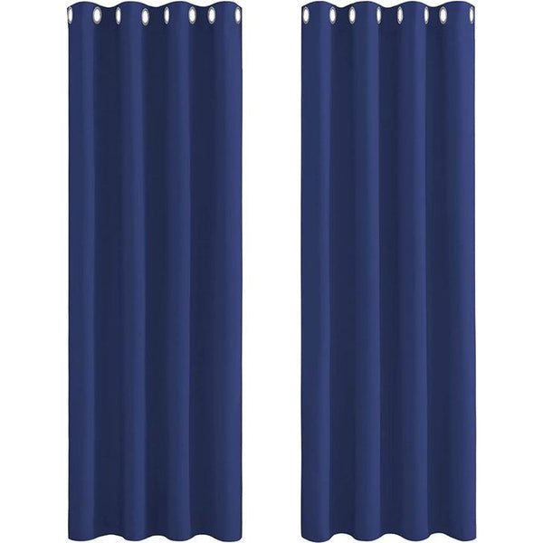 Gordijn Gewone geïsoleerde verduisteringsgordijnen, 140 x 245 cm, 2 tabletten, Donkerblauw