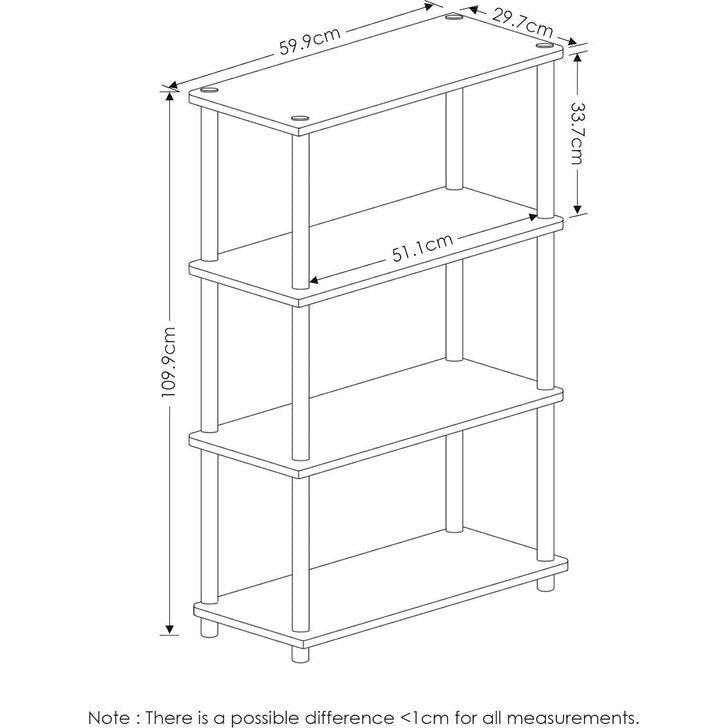 Turn-N-Tube multifunctionele plank met 4 niveaus, Sonoma eiken/wit, 59,9 (breedte) x 109,9 (hoogte) x 29,7 (diepte) cm