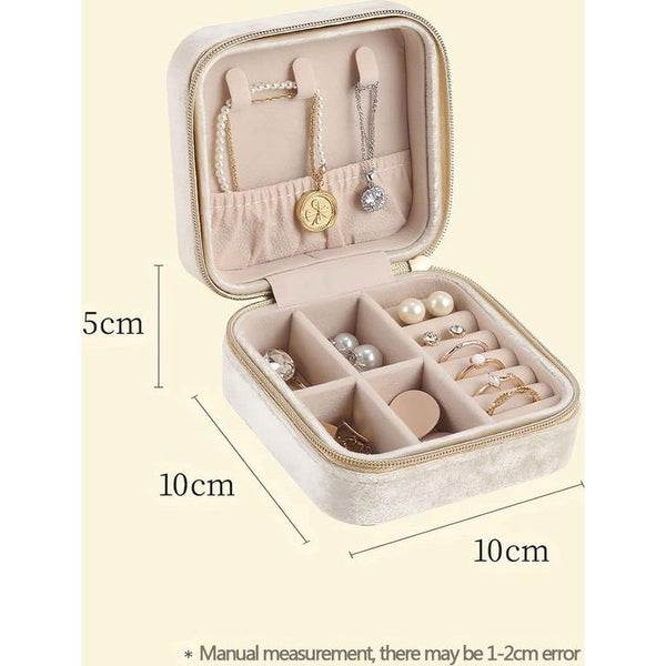 Jewelry Organizer-sieradenkistje voor meisjes, kleine sieradenkoffer, draagbaar, sieradendoosje met ritssluiting, sieradenkistje voor ringen, oorbellen, halskettingen