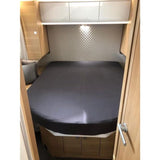 Queensize bed bedset van 2, 1 molleton, 1 hoeslaken antraciet (130-160 cm x 210 cm) voor caravan of caravan Oeko-TEX - 100% katoen