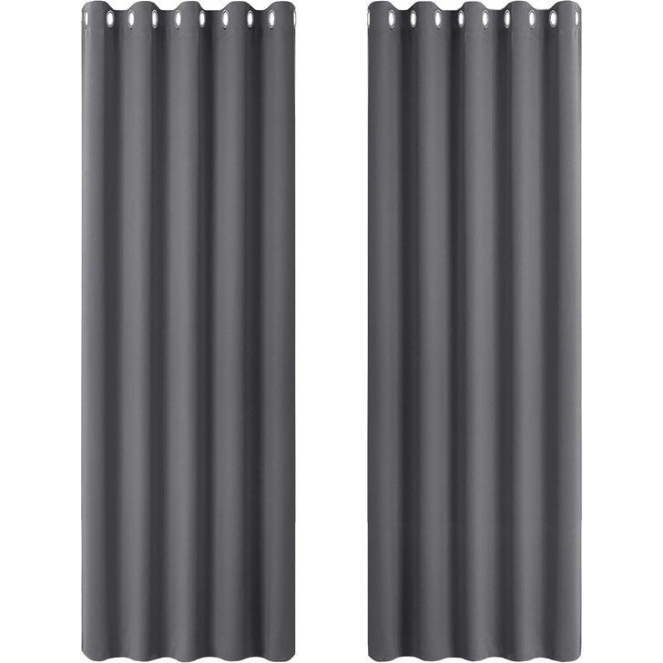 Thermisch gordijn met ringen, ondoorzichtig, privacybescherming, 2 stuks.