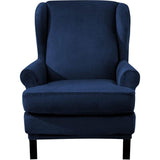Fluwelen optische stoelhoes, fauteuilhoes, fauteuilhoes, elastische stretchhoes voor vleugelstoel, donkerblauw