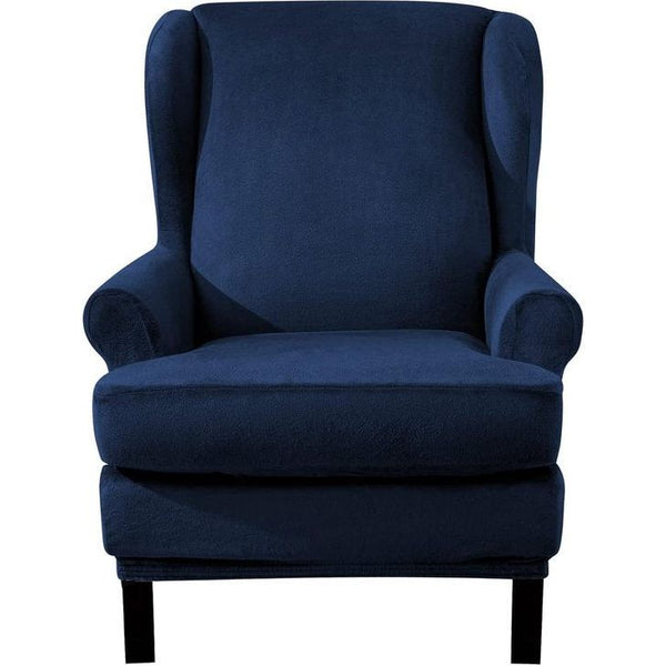 Fluwelen optische stoelhoes, fauteuilhoes, fauteuilhoes, elastische stretchhoes voor vleugelstoel, donkerblauw