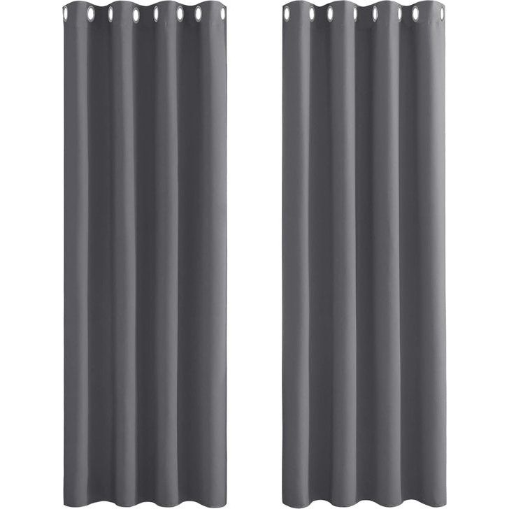 ondoorzichtige verduisteringsgordijnen met oogjes, thermisch gordijn, verduisteringsgordijn tegen koude en hitte, gordijnen voor slaapkamer, grijs, 175 x 140 cm (H x B), verpakking van 2