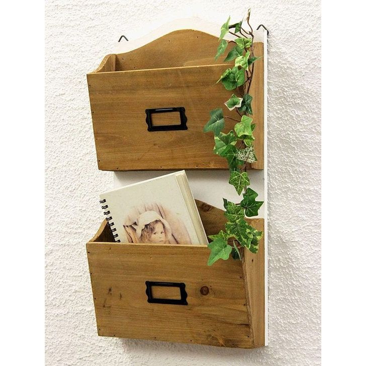 DanDiBo Wandstelling wit hout krantenstandaard plank keuken 45 cm Shabby keukenrek krantenhouder