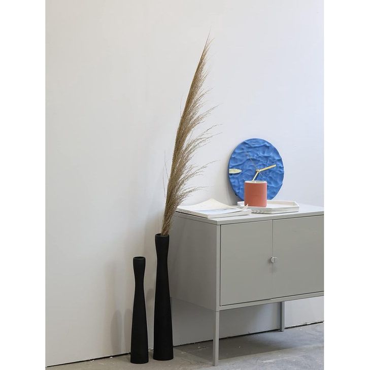 Cutfouwe Vaas, zwart, 50 cm hoog, vloervaas, modern, grote keramische vaas voor pampasgras