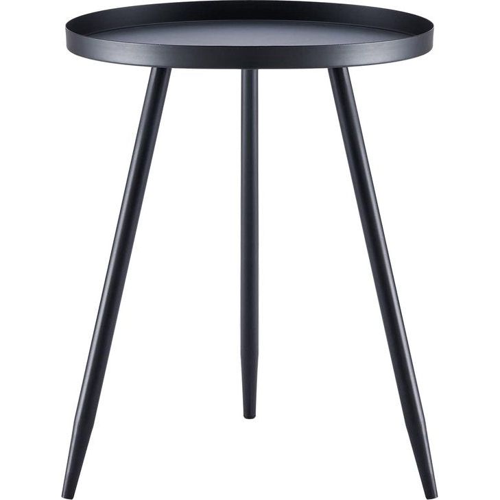 Bijzettafel van metaal, rond, diameter 41 cm, hoogte 49 cm, woonkamertafel met beschermende rand, Scandinavische stijl, dessert, banktafel voor woonkamer, slaapkamer, zwart/zwart