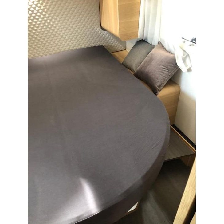 Queensize bed bedset van 2, 1 molleton, 1 hoeslaken antraciet (130-160 cm x 210 cm) voor caravan of caravan Oeko-TEX - 100% katoen