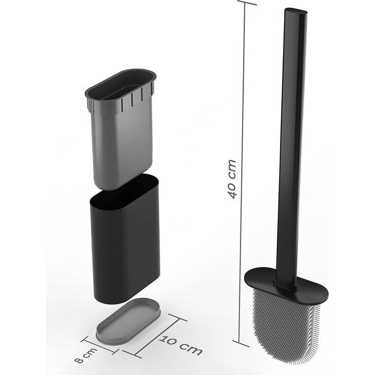 Set van 2 toiletborstels Badkamer siliconen toiletborstels en houders met lang antislip plastic handvat en zachte, buigzame borstelharen langs druppelloze basis Siliconen toiletborstel