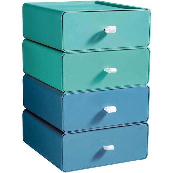 4 stuks stapelbare ladedozen, opbergdoos met laden, cosmetica-organizer, ladebox, make-up-organizer, desktop-opbergbox voor bureaus, kaptafels, kantoren, badkamers