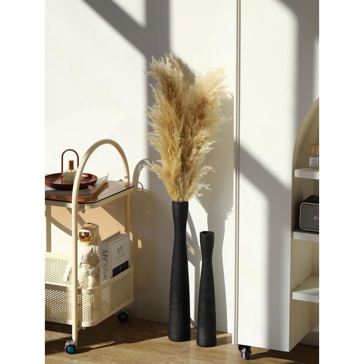 Cutfouwe Vaas, zwart, 50 cm hoog, vloervaas, modern, grote keramische vaas voor pampasgras