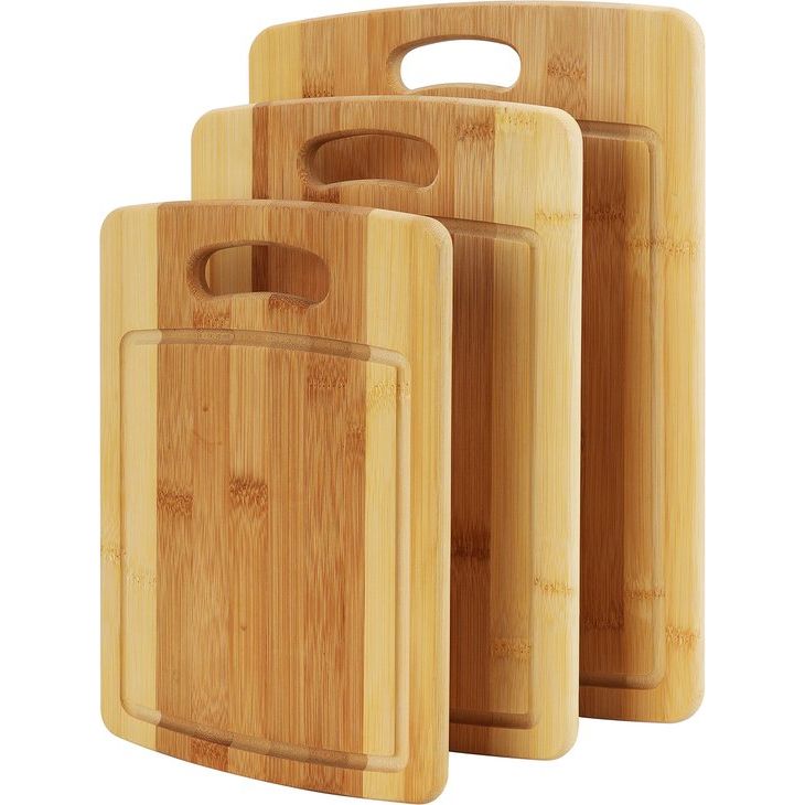 Belle Vous 3 Pak Bamboe Houten Snijplanken - 3 Verschillende Maten - Houten Snijborden voor Koken & Serveer Trays - Keuken Snijplank Set voor Groentes, Vlees, Kaas & Meer