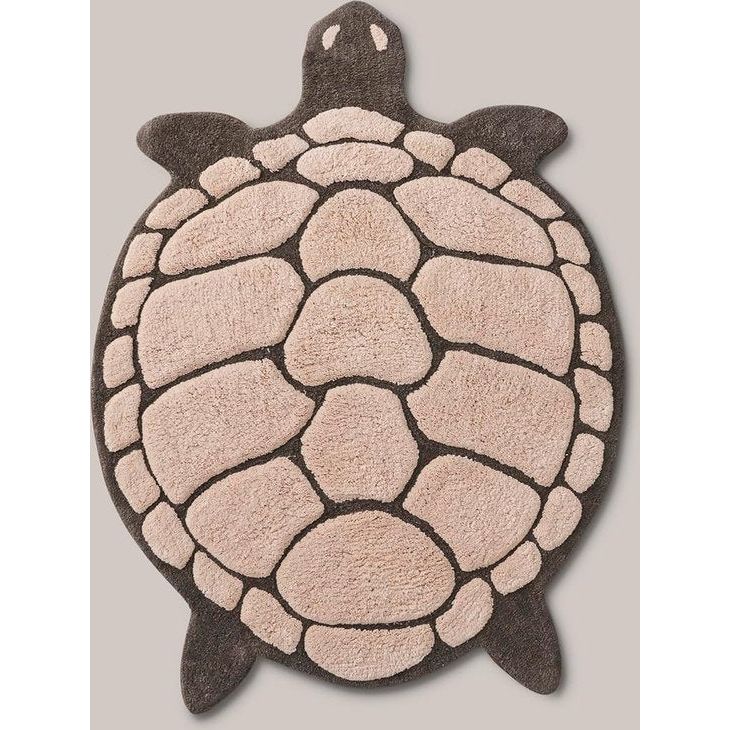 Badmat in de vorm van een schildpad Staycation Collectie, Decoratie voor de badkamer, Duurzaam Katoen, Oeko-Tex® Standaard 100 Gecertificeerd - Roze, 75 x 98 cm