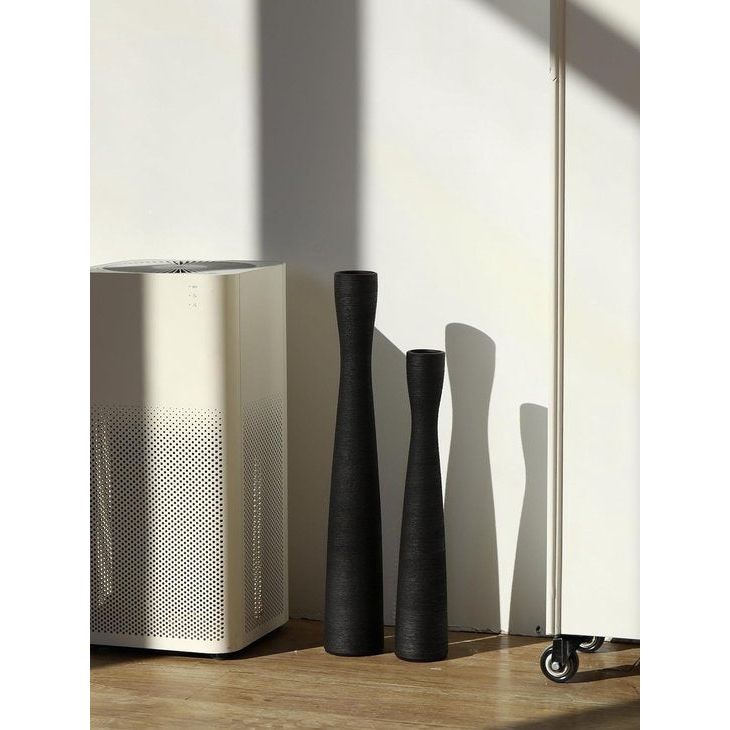 Cutfouwe Vaas, zwart, 50 cm hoog, vloervaas, modern, grote keramische vaas voor pampasgras