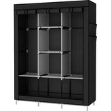 UDEAR Closet Organizer Kledingkast Kledingopslagplanken, Niet-geweven Stoffen Hoes met Zijzakken, 128 * 45 * 170 CM, Zwart