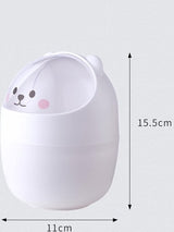 Tafelprullenbak met deksel, cartoon-katten-dierenvorm, mini-vuilnisemmer voor kantoor, kleine tafelafvalemmer, badkamer, vuilnisemmer voor badkamer, keuken, draagbaar, schattige stijl afvalbak