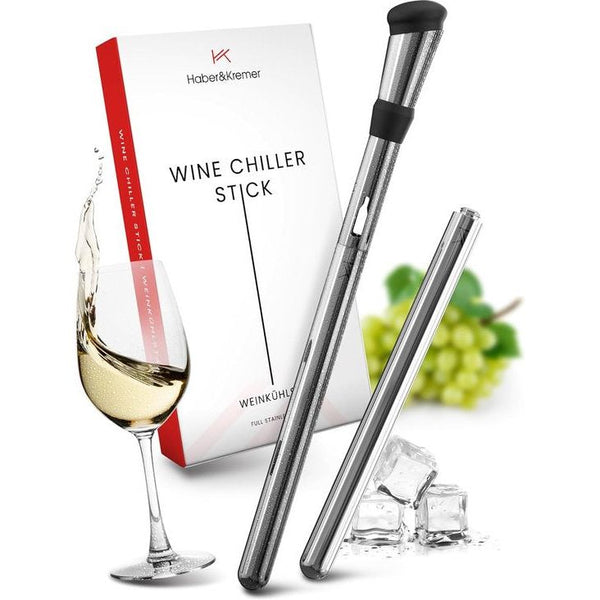 Wijnkoelstaaf, eersteklas koeling, hoogwaardige wijnkoelstaaf van 100% roestvrij staal, bevat praktische schenktuit, eveneens van 100% roestvrij staal + afsluitstop