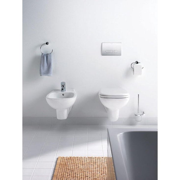 Toiletbril D-Code Compact, toiletdeksel van ureum duroplast, toiletdeksel met RVS scharnieren, wit