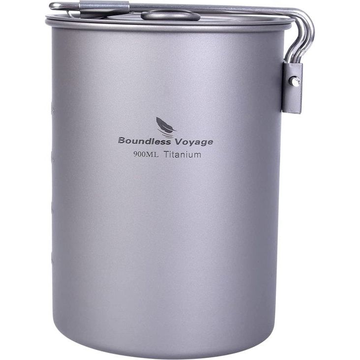 Titanium hangpot, 420ml/750ml/900ml/1100ml, met deksel, opvouwbaar handvat, inclusief Spork, voor kamperen, voor koffie / water / koken, voor reizen