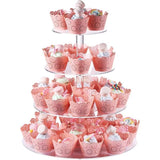 4-laags cupcakestandaard acryl dessertstandaard helder met ronde basis voor bruiloft verjaardagsfeestje 15,7 inch