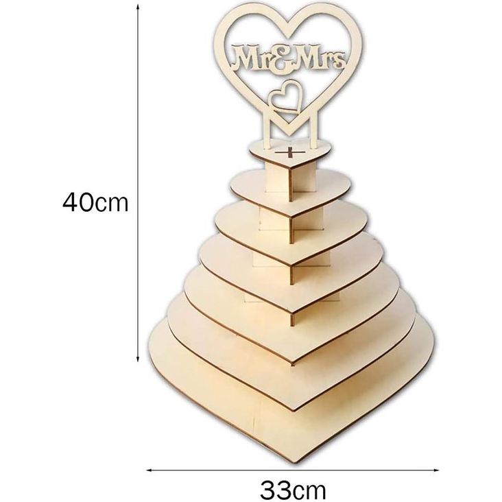 Hartvormige displaystandaard, middenstuk, perfect voor feesten, bruiloften en snoepbar, houten chocolade-tentoonstellingsstand, bruiloftsfeest, decoratie, 7 lagen