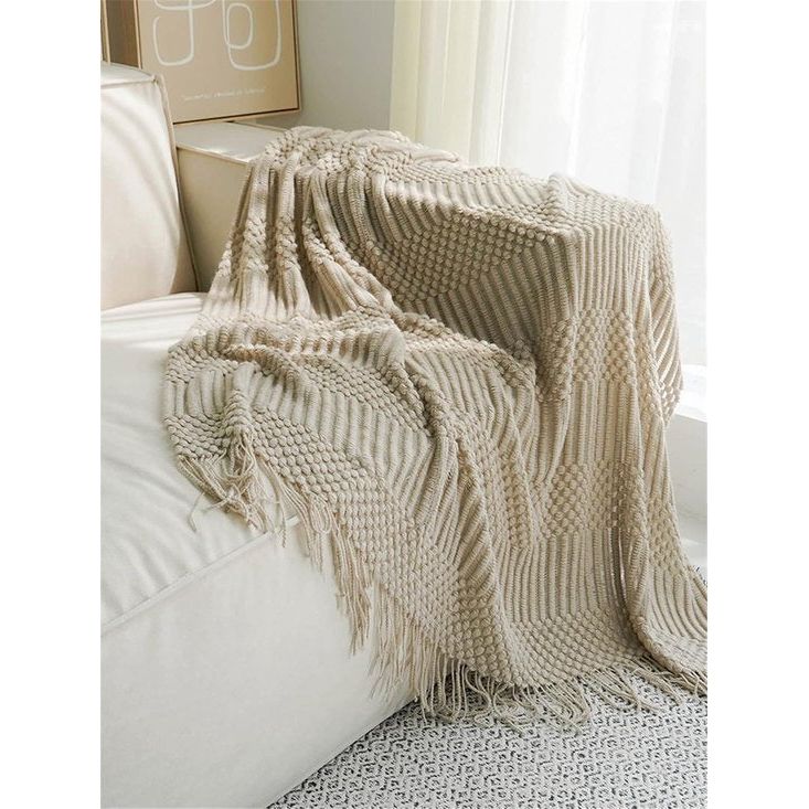 Sprei, woondeken, boho-deken, zacht gebreide deken, omkeerbare deken, knuffeldeken, bankdeken, sprei, deken, kaki, 150 x 240 cm