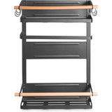 Magnetisch zijrek, belastbaar tot 12 kg, hangrek met afneembare haken en houten stokken, zwart