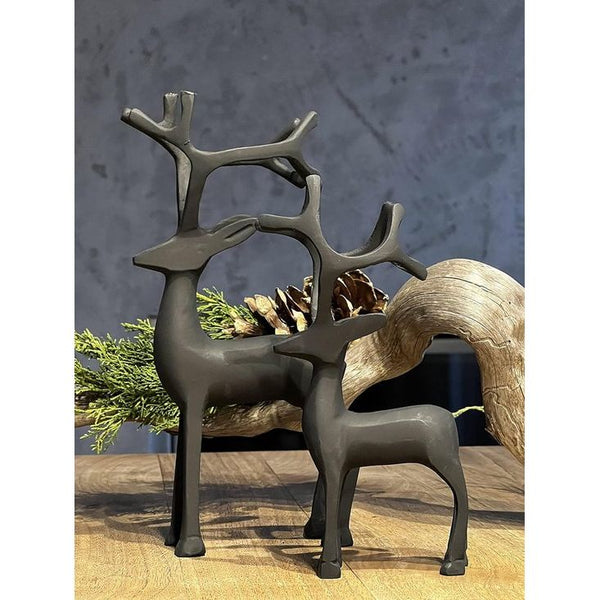 Decoratieve figuur rendier | kerstdecoratie | deco hert | metaal | mat zwart | 24 cm hoog
